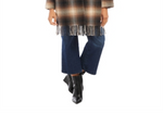 Karen Kane Plaid Fringe Trim Jacket Brown