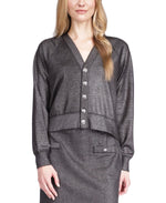 Michael Kors Women's Shimmer Button Cardigan Black Size X-Large