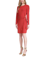 Michael Kors Women's Metallic Faux Wrap T-Shirt Dress Red Size Small