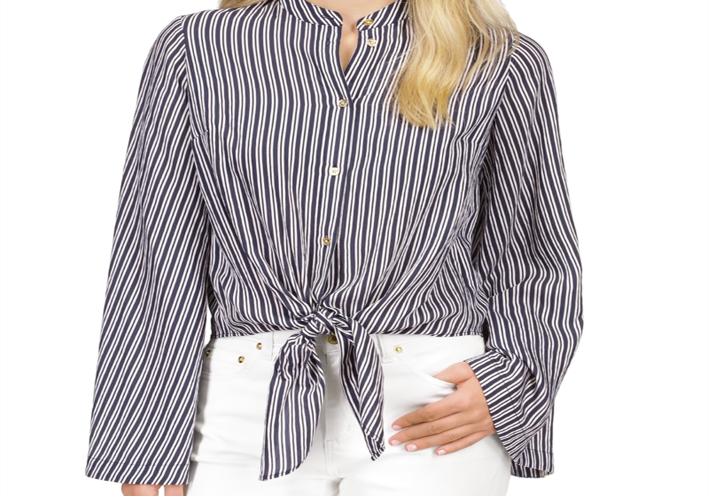 Michael Kors Halo Tie Hem Shirt Blue