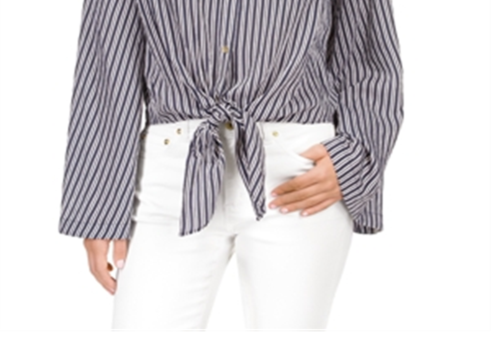 Michael Kors Halo Tie Hem Shirt Blue