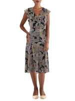 Lauren Ralph Lauren Womens Ruffled V Neck Midi Dress Black