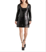 Steve Madden Charity Long Sleeve Sequin Dress Black