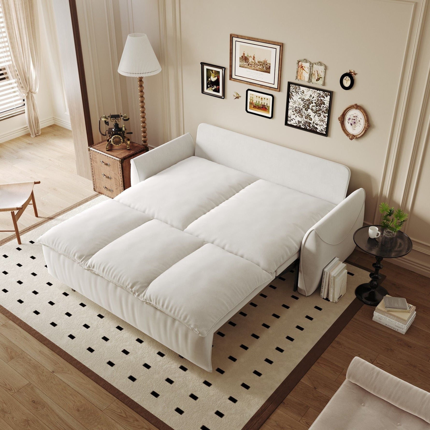 Pull Out Sofa Bed, 3 Seat Convertible Sleeper Sofa With 2 In 1 Pillow And Blanket Set
