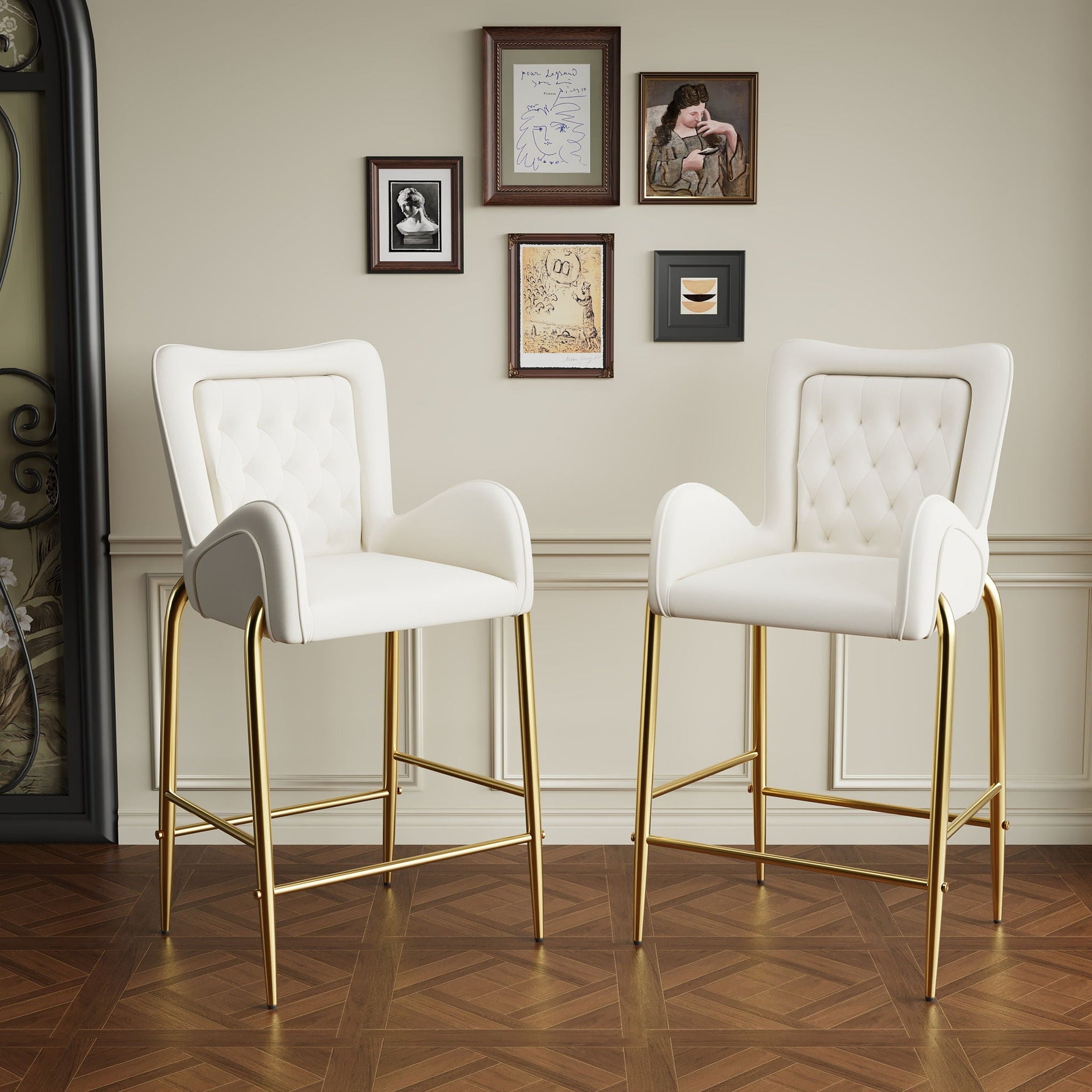 Fabric Counter Height Bar Stools (Set of 2)