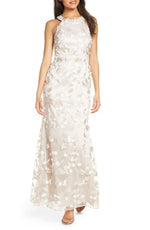 Eliza J Women's Floral Appliqué Trumpet Gown
