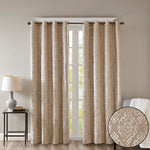 Knitted Jacquard Damask Total Blackout Grommet Top Curtain Panel