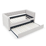 Inspired Upholstered Daybed With Trundle, Button Tufted