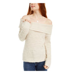 FRESHMAN FOREVER Womens Beige Printed Long Sleeve Off Shoulder Blouse Juniors M
