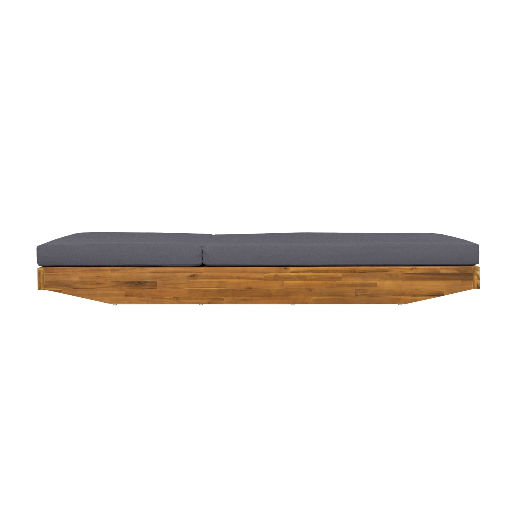Acacia Wood Chaise Lounge with Cushion - Teak Finish
