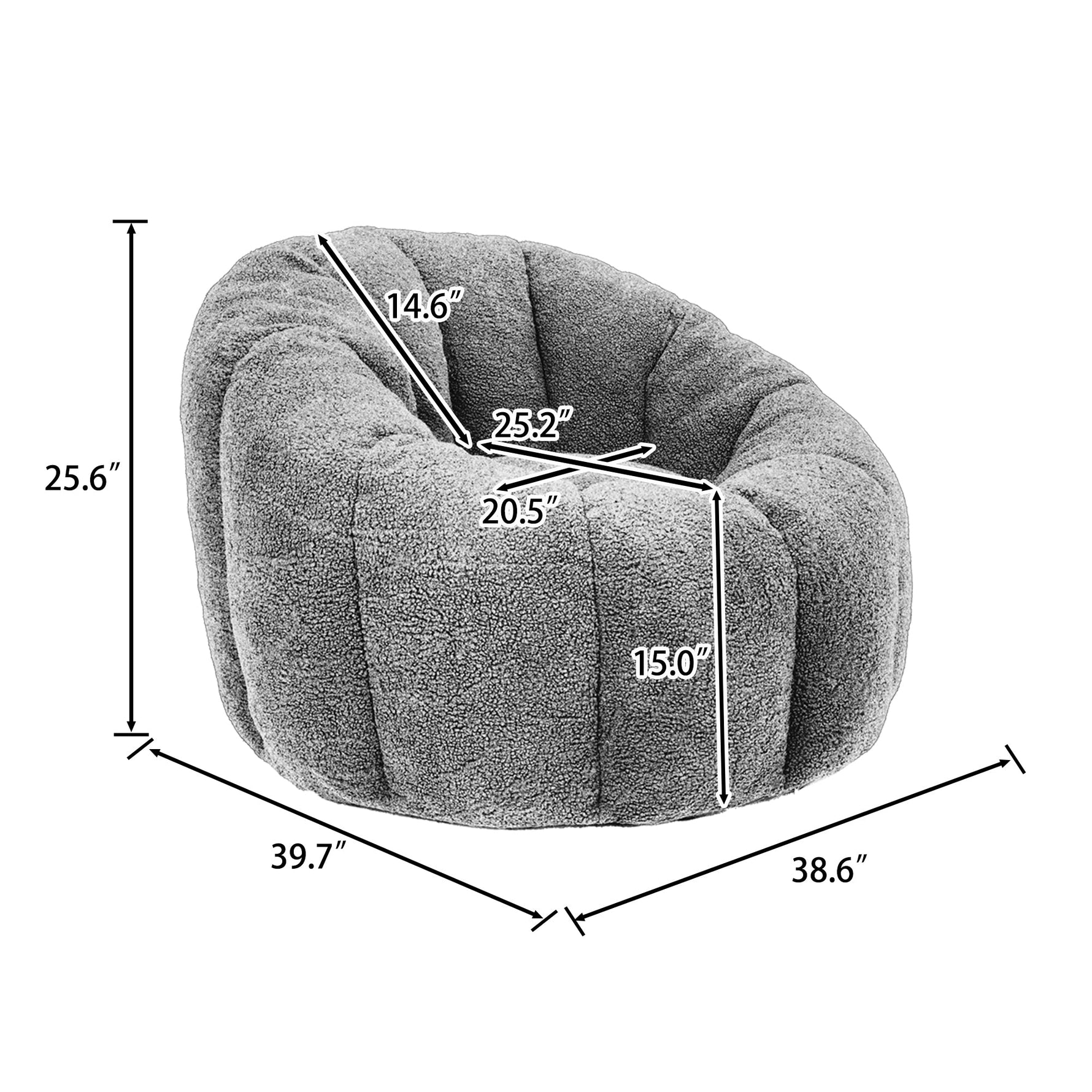 Bean Bag Chair with Armrests and High-Density Foam