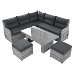 Outdoor Furniture Set Patio Rattan with Recliners and Tables