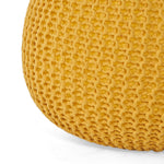 Bordeaux Knitted Cotton Round Pouf - Versatile Ottoman and Floor Cushion