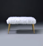 Bagley II Faux Fur Bench - White / Gold