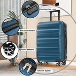 Hardshell ABS Luggage Set 24-Inch Spinner Suitcase with 2 Packing Cubes