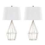 Diana 29" Contemporary Metal Table Lamp Set in Polished Nickel