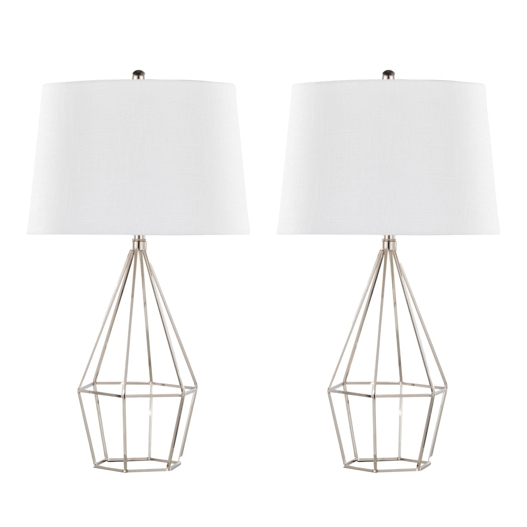 Diana 29" Contemporary Metal Table Lamp Set in Polished Nickel