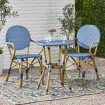 Outdoor PE Rattan and Aluminum 3 Piece French Bistro Set