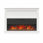 Ellsworth - Wide Electric Fireplace Insert With Mantel And Remote Control - White