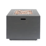 33" Outdoor Iron Square Propane Fire Pit - Brushed Brown