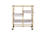 Vorrik Gold & White Washed Finish Serving Cart