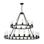52 Inch Black Wagon Wheel Chandelier, 36-Lights