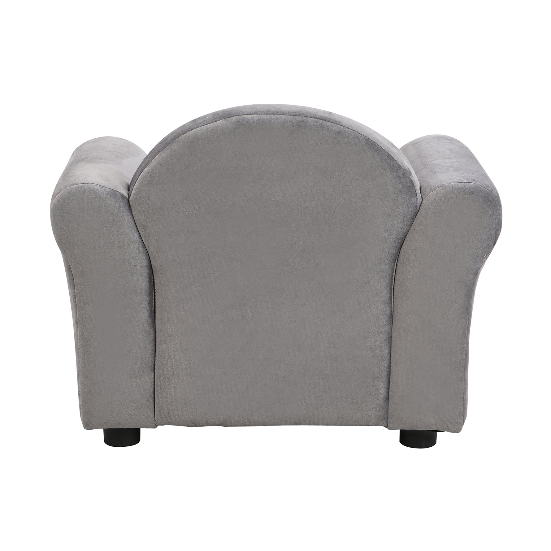 Kids Gray Velvet Upholstered Chair with Ottoman