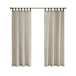 Plaid Faux Leather Tab Top Curtain Panel with Fleece Lining
