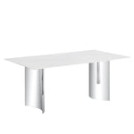 Modern Minimalist Dining Table with Imitation Marble Glass Top and Metal Legs