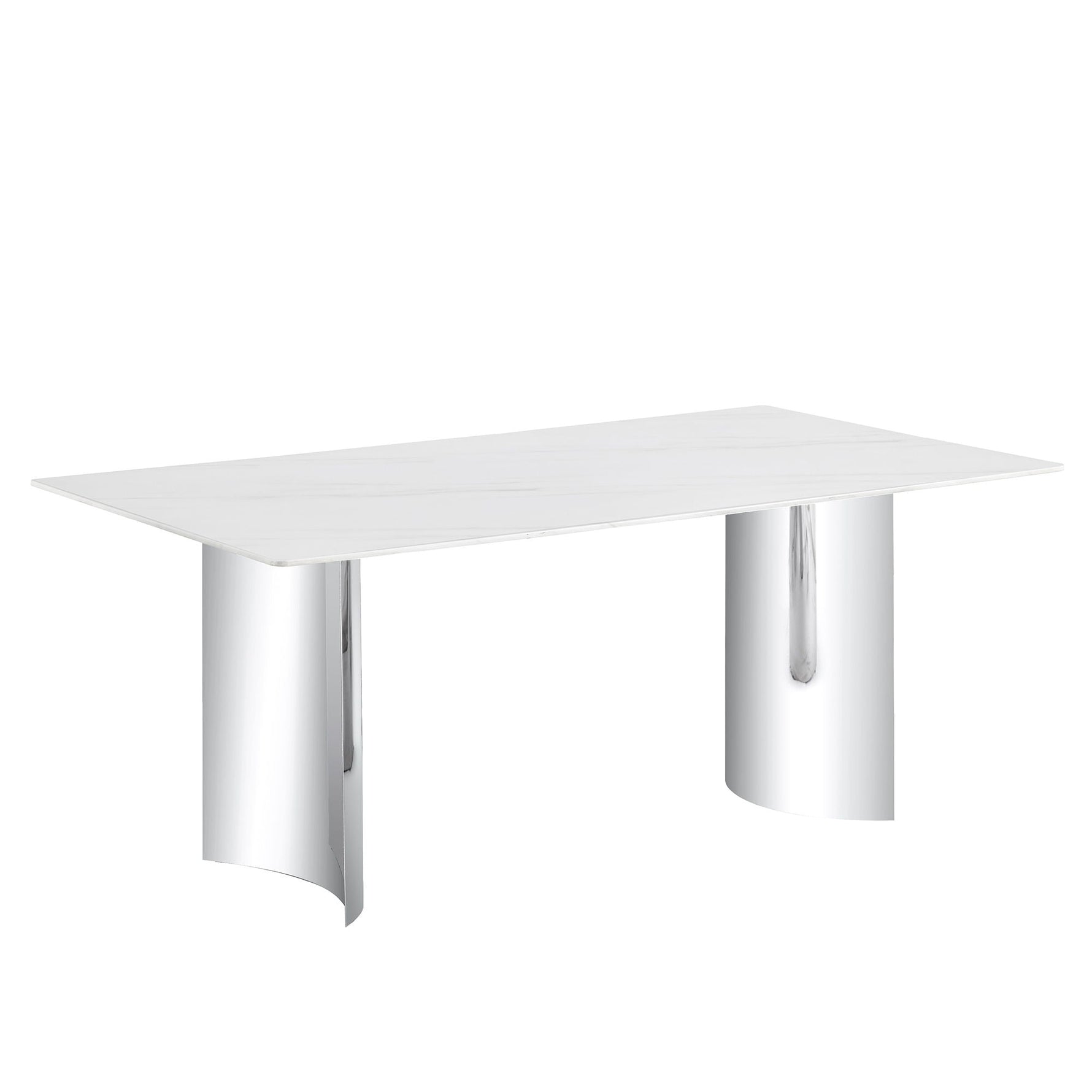 Modern Minimalist Dining Table with Imitation Marble Glass Top and Metal Legs