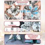 4FT Flocked Christmas Tree with Pine Cones and Snowy PVC Design