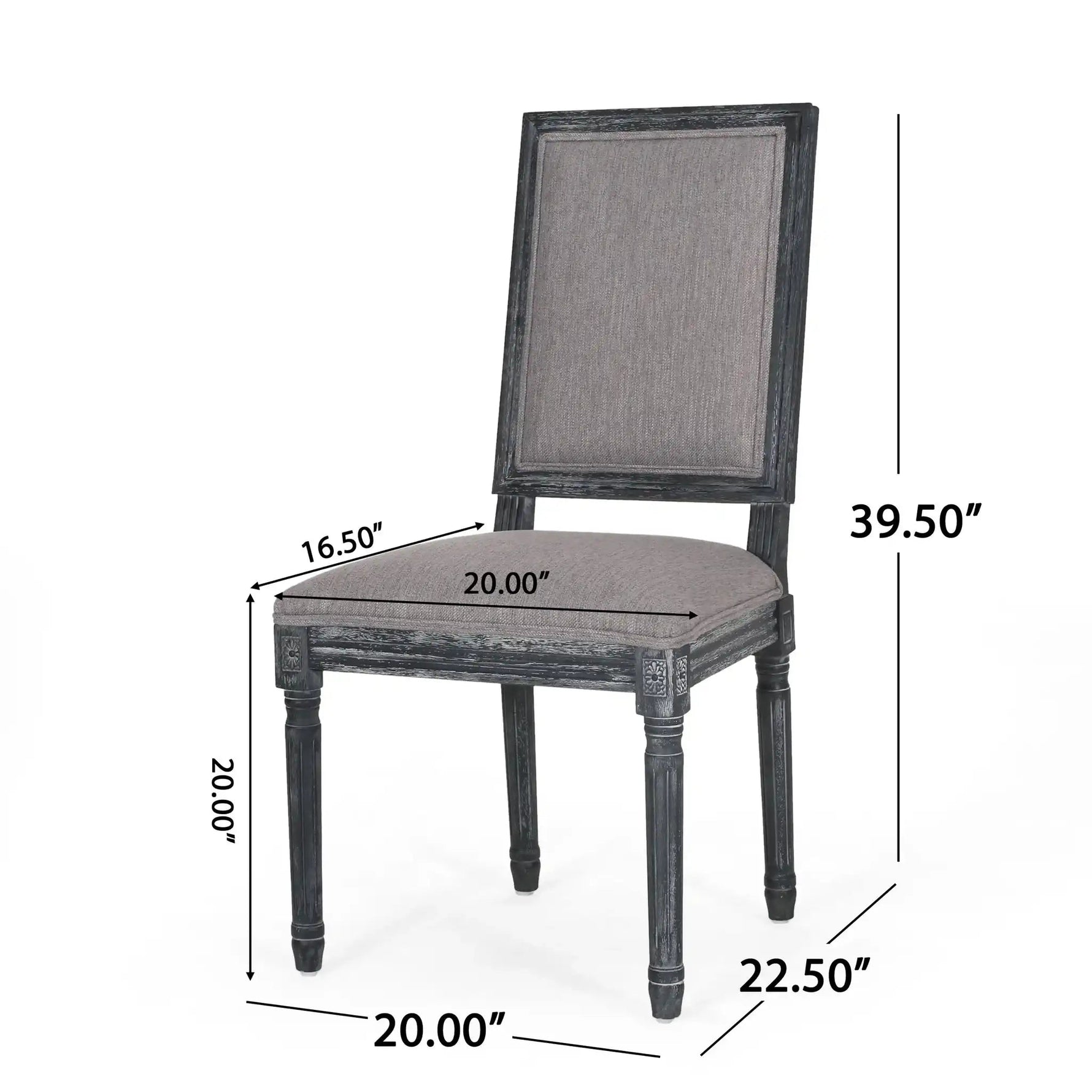 French Country Style Dining Chair with Upholstered Seating and Fluted Legs