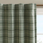 Plaid Rod Pocket and Back Tab Curtain Panel with Fleece Lining Green 50x84
