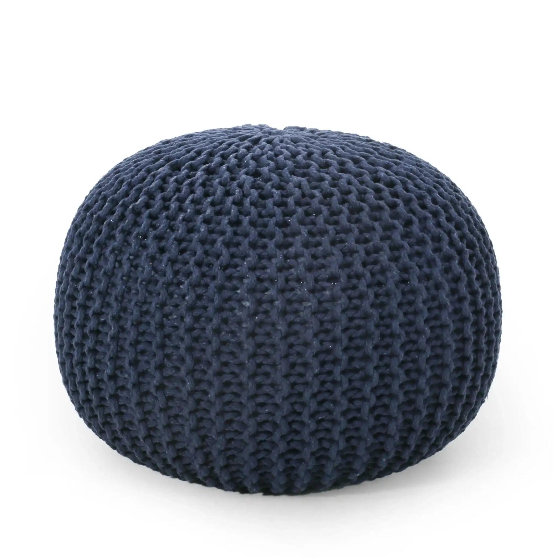 Bordeaux Knitted Cotton Round Pouf Ottoman Floor Cushion
