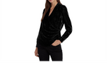 Lauren Ralph Lauren Women's Velvet Surplice Blouse Black