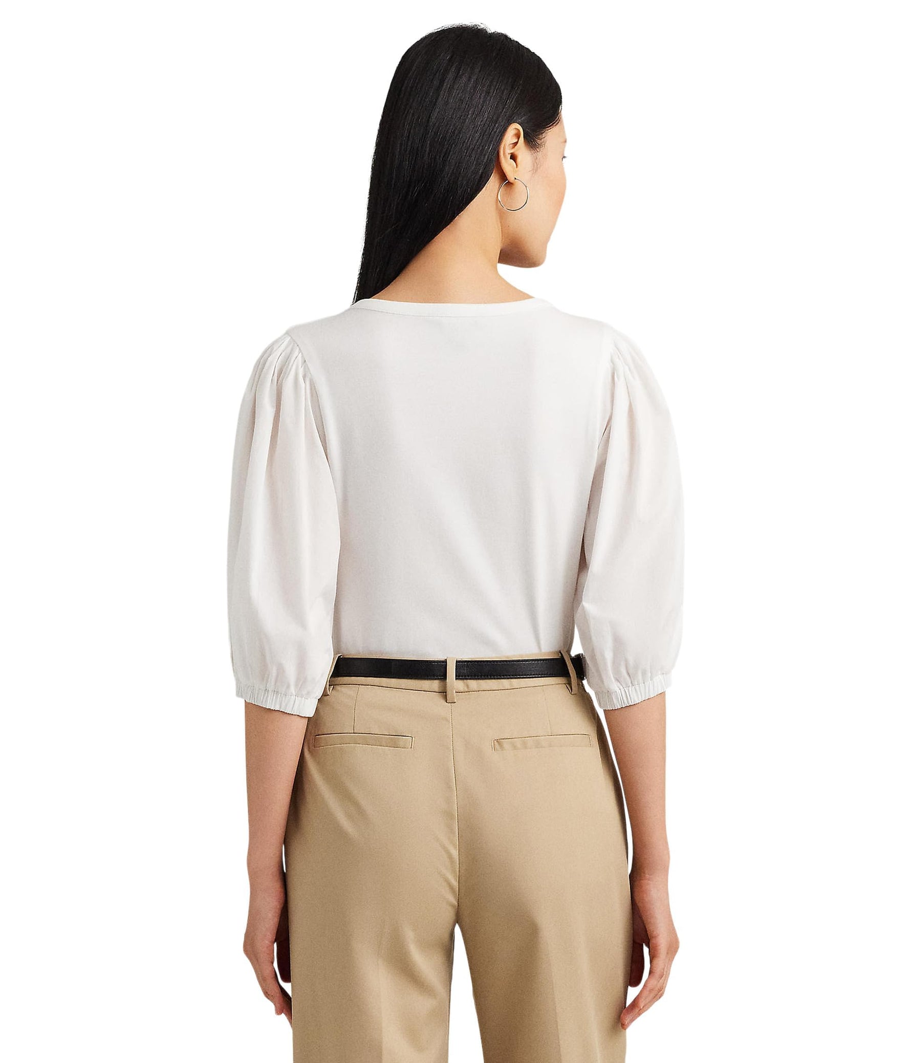 LAUREN Ralph Lauren Stretch Cotton Puff-Sleeve Henley Tee