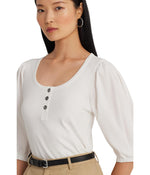 LAUREN Ralph Lauren Stretch Cotton Puff-Sleeve Henley Tee