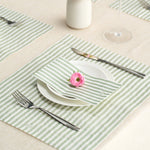 Tonal Striped Disposable Napkin Set in Green, 100 Pieces