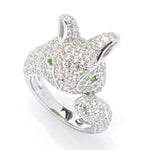 Platinum Plated Choice of Gem Pave Bunny Rabbit Ring