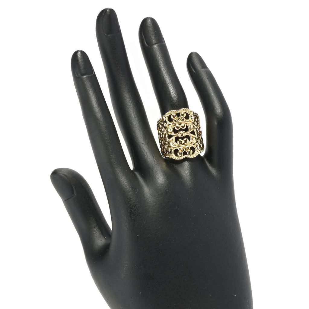 Toscana Italiana 18K Gold Plated Electroform Ornamental Filigree Ring