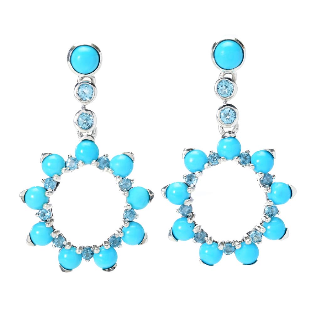 Artisan Silver by Samuel B. Sleeping Beauty Turquoise & Blue Topaz Earrings