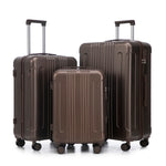 3 Piece ABS Spinner Wheel Luggage Set (Brown)