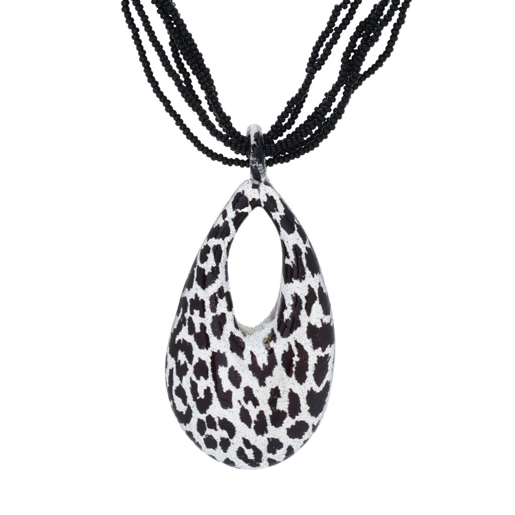 Toscana Italiana 18K Gold Plated Choice of Animal Print Murano Glass Necklace