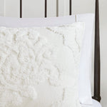Full/Queen Tufted Cotton Chenille Damask Duvet Cover Set