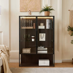 Modern Minimalist 51.2" Tall Lighted Display Cabinet with Tempered Glass