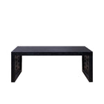 47.2" Solid Black Carved Wood Coffee Table – Handcrafted Look with Ornate Side Panels