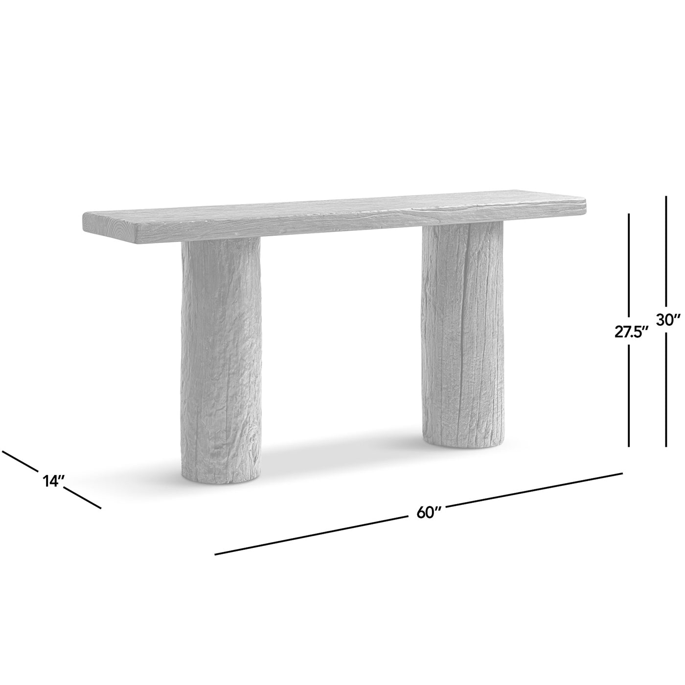 Arbor 60' Reclaimed Elm Double Pillar Console Table, Heritage Medium-Dark Brown