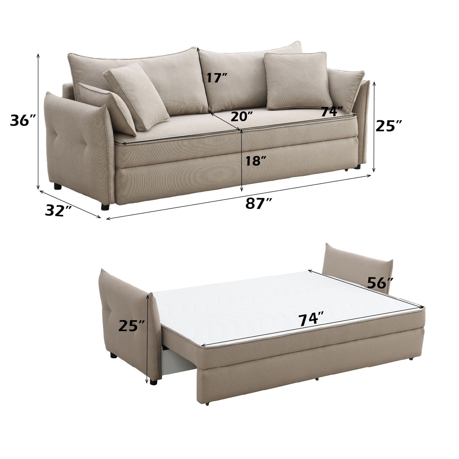Irina Pull Out Sleep Sofa With Storage