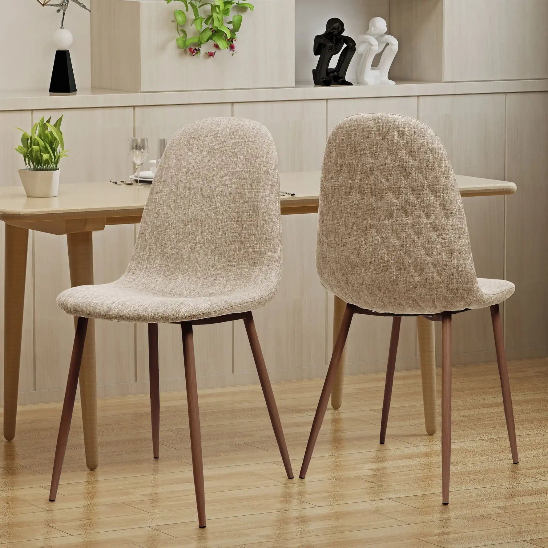 Elegant Dining Chair Set With Fabric Upholstery