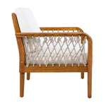 Outdoor Acacia Wood Club Chair with Handwoven Rope, Teak Finish